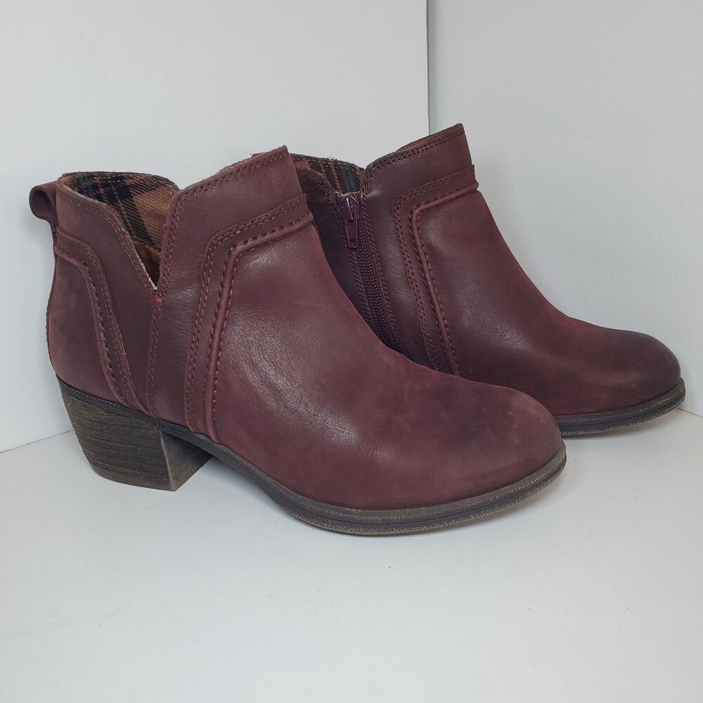 Cobb Hill Womens Sz 6 Red Leather Heeled Ankle Booties City Classic